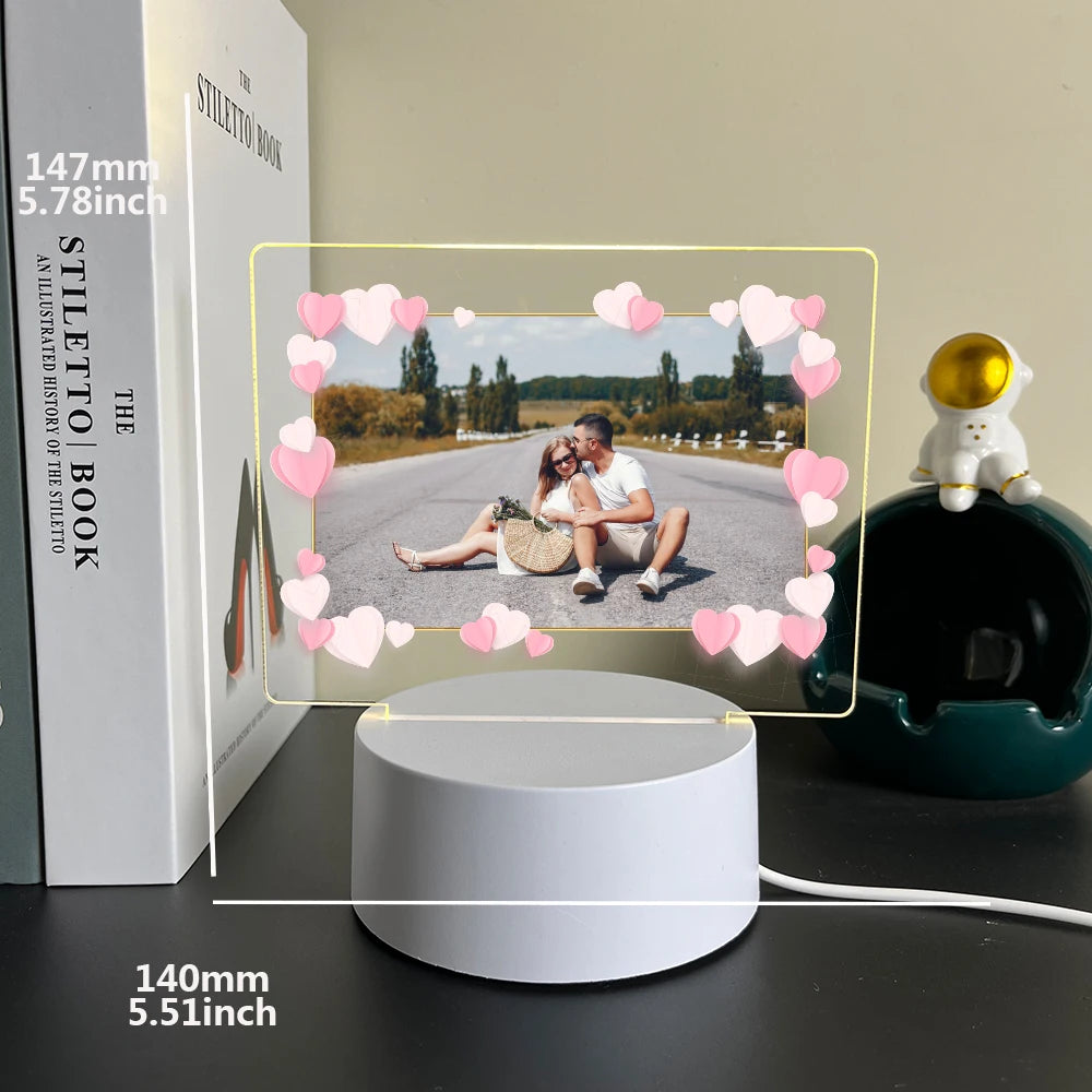 1 pc Personalize Custom Photo Picture Couple Acrylic Led Night Lamp 3D Touch LED Night Light for Bedroom Decor Birthday Gift
