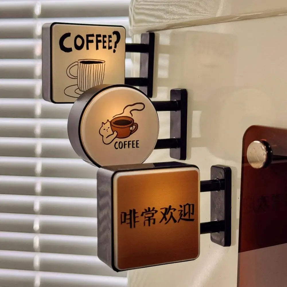 Coffee Corner Creative Atmosphere Light Sign Fridge Magnet Magnetic Home Miniature Pegboard Coffee Shop Glowing Decoration