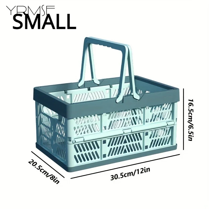 Foldable Storage Basket Large Capacity Pastel Handle Design Home Organization Box for Kitchen Living Room Desk Storage Basket