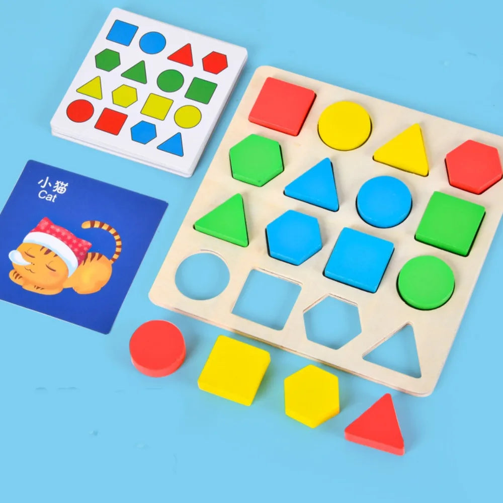 Early Learning Shape Colors Matching Memory Chess Wooden Educational Wooden Board Games Earning Toys Matching Game