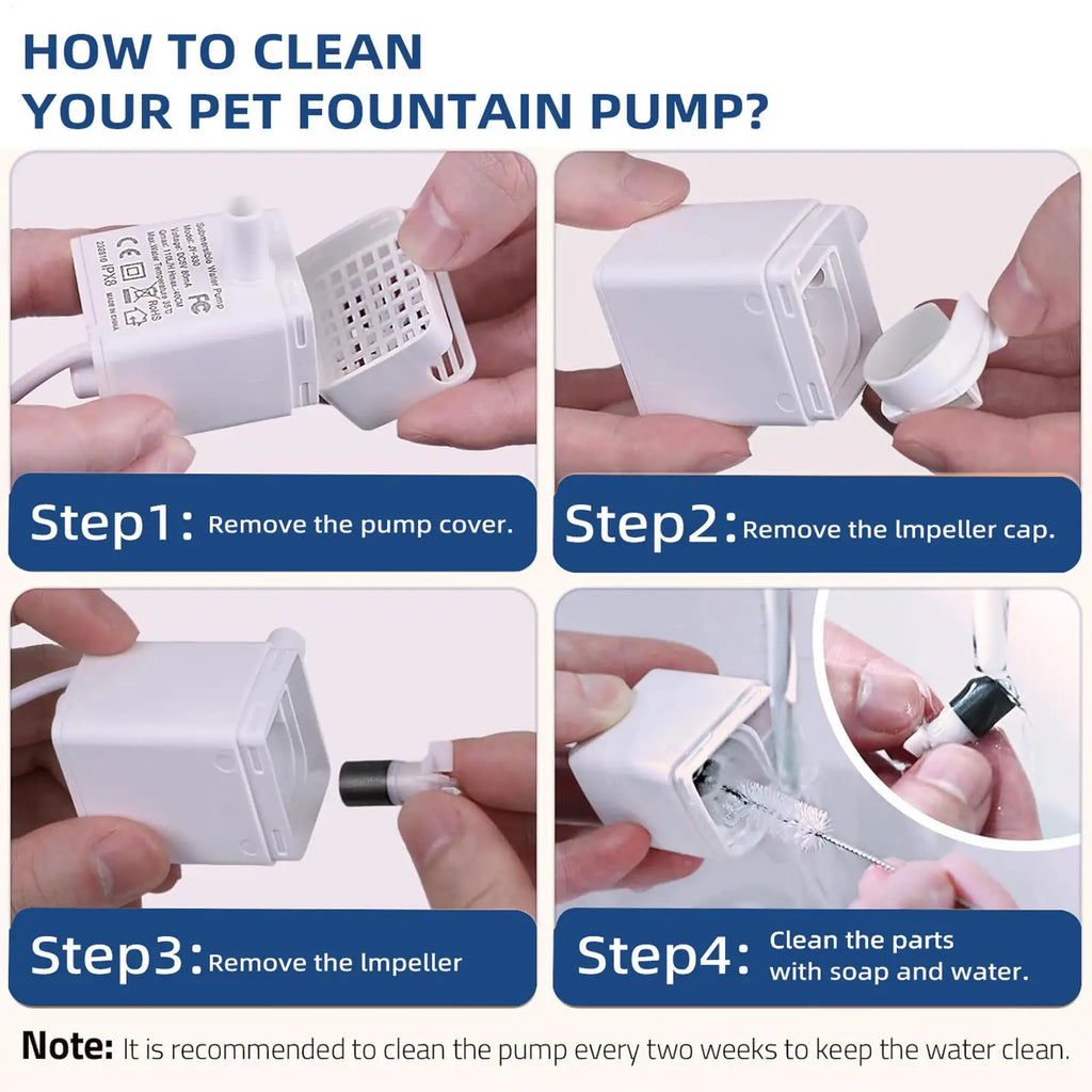 Pet Water Fountain Pump Cat Water Pump Replacement Quiet Feeding Supplies for Drinking Dispenser Travel Indoor Home