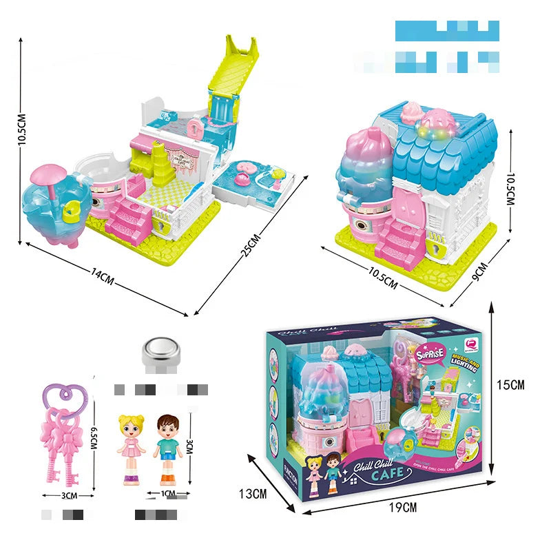 Surprise Doll House Treasure box 1pcs Mini House Princess Children's Castle Model House Girls Play House Toys NO BATTERY
