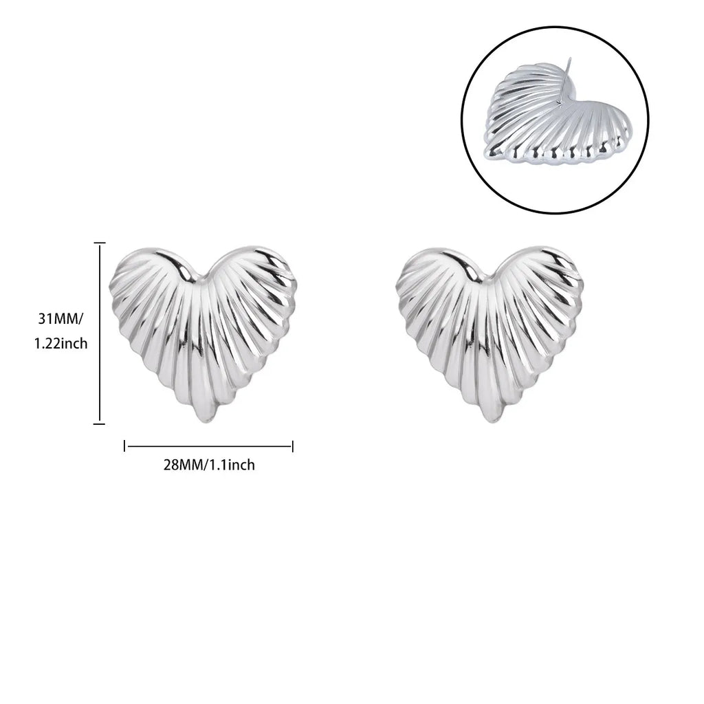 Exquisit Stainless Steel Love Heart Flower Earrings for Women Gold Plated Pearl Ear Stud Earrings Party Personality Jewelry New