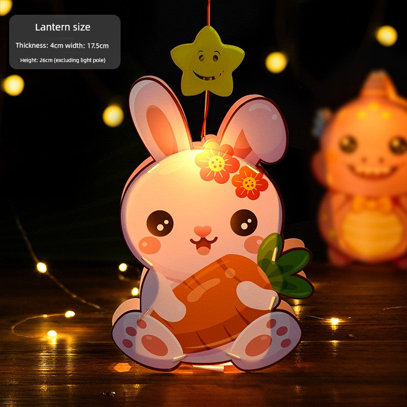 Mid-Autumn Festival Kids DIY Lantern Handmade Material Package Kindergarten Creative Rabbit Lamp Satchel Luminous Music Lantern