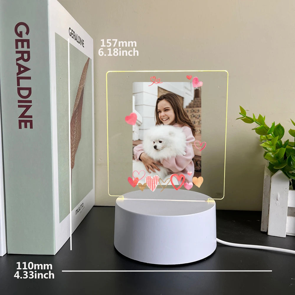 1 pc Personalize Custom Photo Picture Couple Acrylic Led Night Lamp 3D Touch LED Night Light for Bedroom Decor Birthday Gift