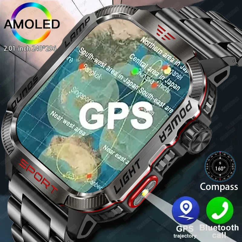 New outdoor Military Smart Watch Men Flashlight