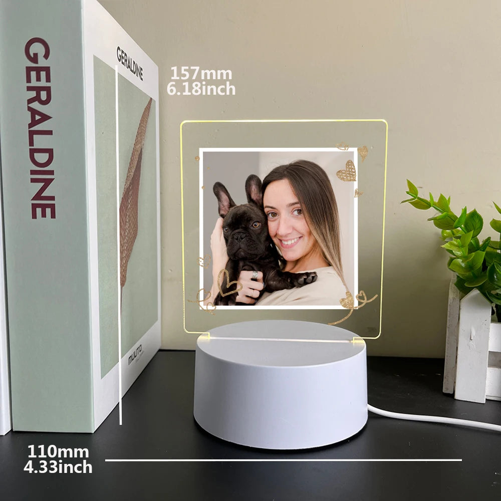 1 pc Personalize Custom Photo Picture Couple Acrylic Led Night Lamp 3D Touch LED Night Light for Bedroom Decor Birthday Gift