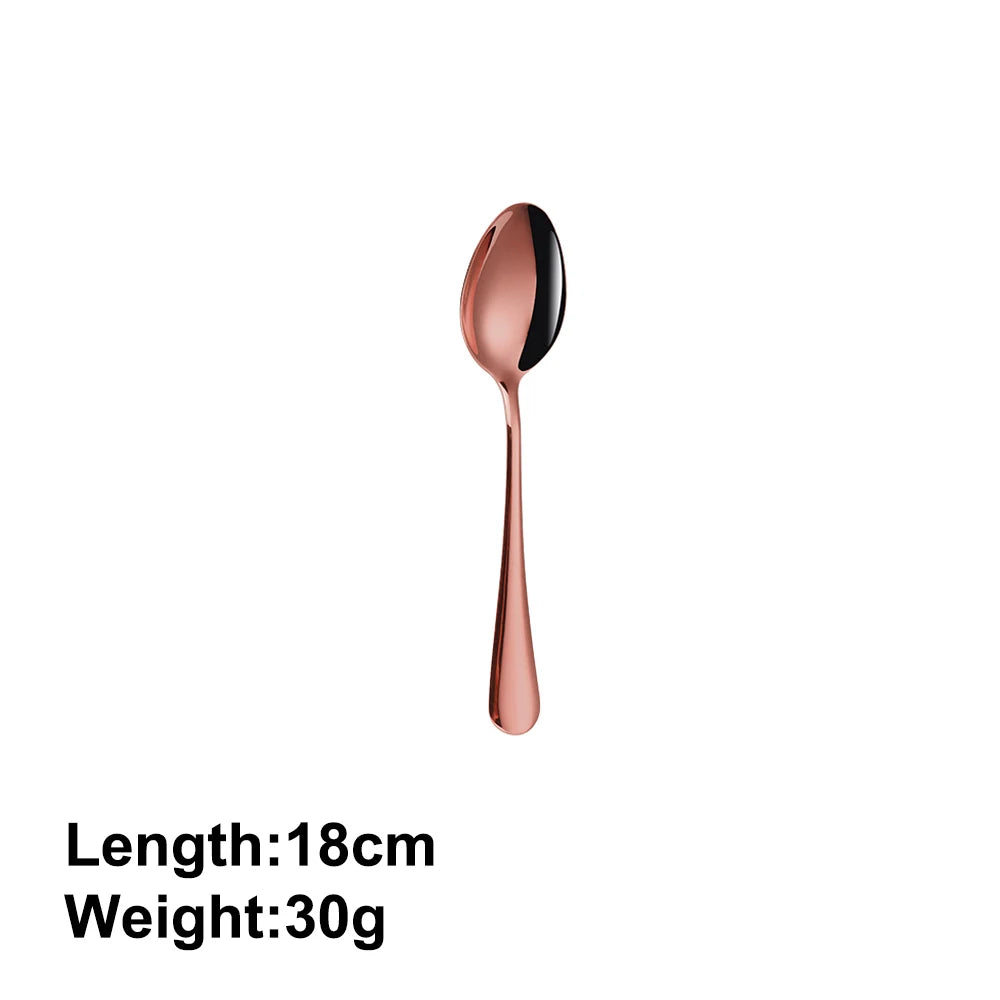 4/6/12 Pieces Stainless Steel Dessert Spoon Black Stirring Spoon Ice Cream Cake Sliver Spoons Set Gold Cutlery Mirror Tableware