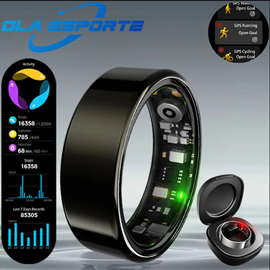For  Smart Ring Men Women Bluetooth Monitor Blood HeartRate Blood Oxygen Monitor Smartring MultiSport 5ATM Waterproof
