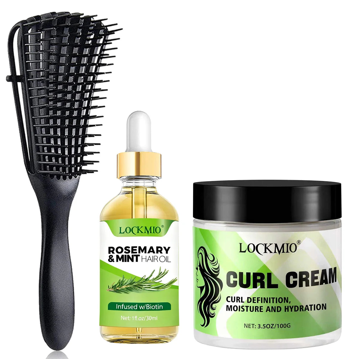 Women Hair Care Styling Products Moisturizing Nourishing Rosemary  Mint Oil Smoothing Shine Curl Cream Massage Detangling Brush