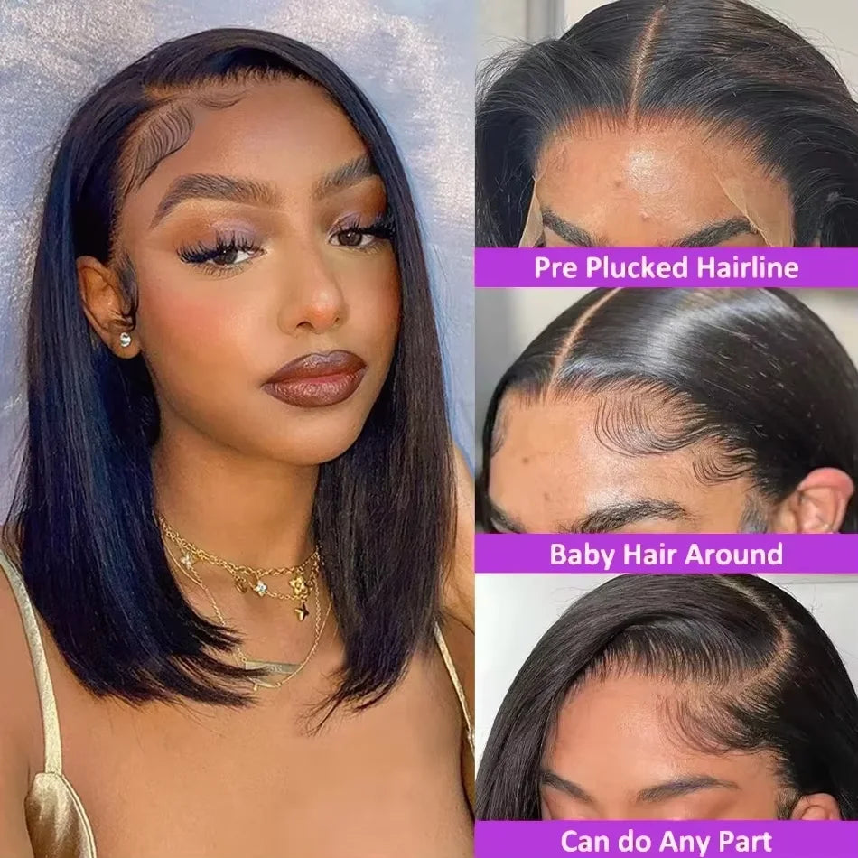 13x4 Bone Straight Short Bob Lace Front Human Hair Wigs 13x6 Lace Frontal Wig Brazilian 100% Human Hair 200 Density 12 14 16 Inc