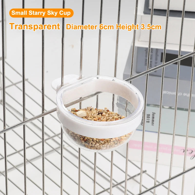 Bird Feeding Bowl Detachable Transparent Plastics Bowl Food Cup For Cage Convenient Hanging Parrots Water Feeder Pet Supplies