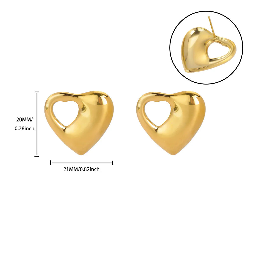 Exquisit Stainless Steel Love Heart Flower Earrings for Women Gold Plated Pearl Ear Stud Earrings Party Personality Jewelry New