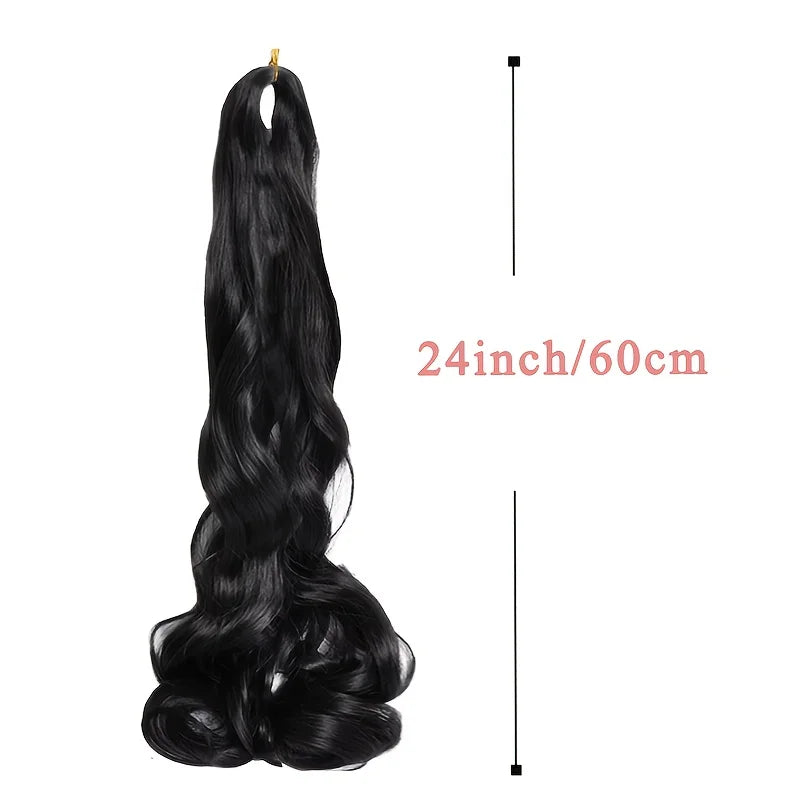 French Curly Braiding Hair 24Inch Loose Wavy 1 Pack  Bouncy Braiding Hair Extensions Synthetic French Curl Crochet Hair