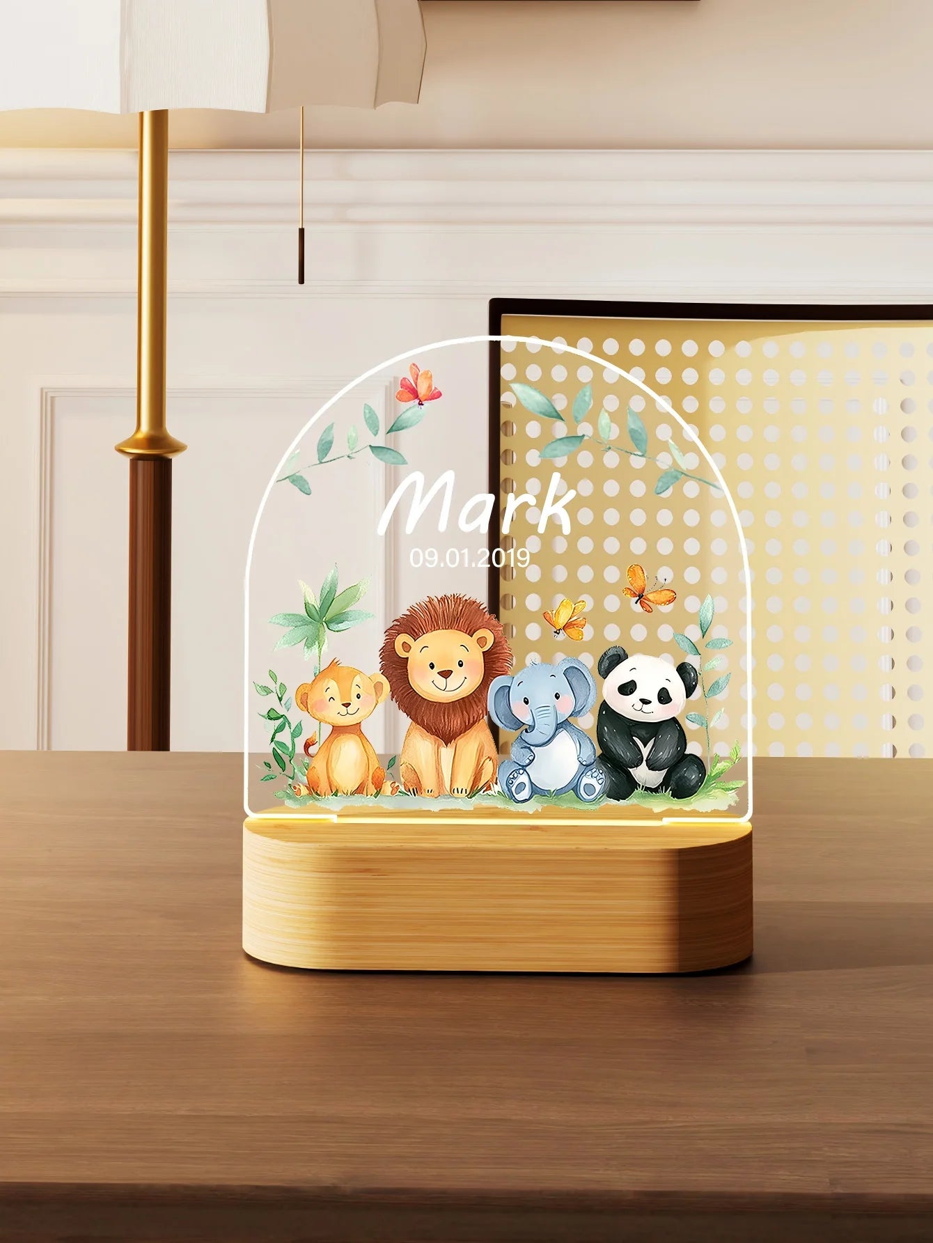 Custom name Creative gift, animal theme, send boys, girls 3D light LED night light warm light birthday gift Christmas gift