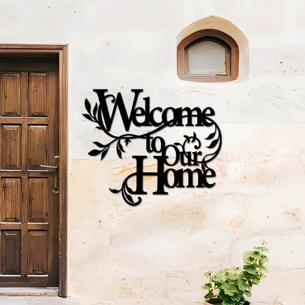 1pc Metal Welcome To Our Home Wall Sign, Wall Decoration Pendant, Welcome Sign, Home Decoration Wall decoration