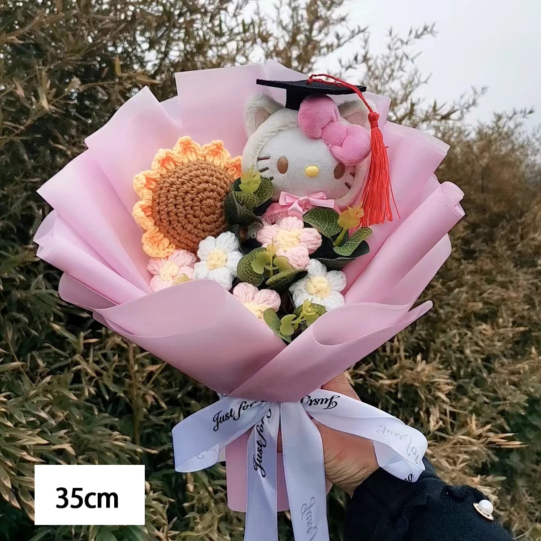 Hello KT Cartoon Plush Bouquet  Anime Rose Flowers Doll Home Wedding Decoration Christmas Valentine's Day Gift
