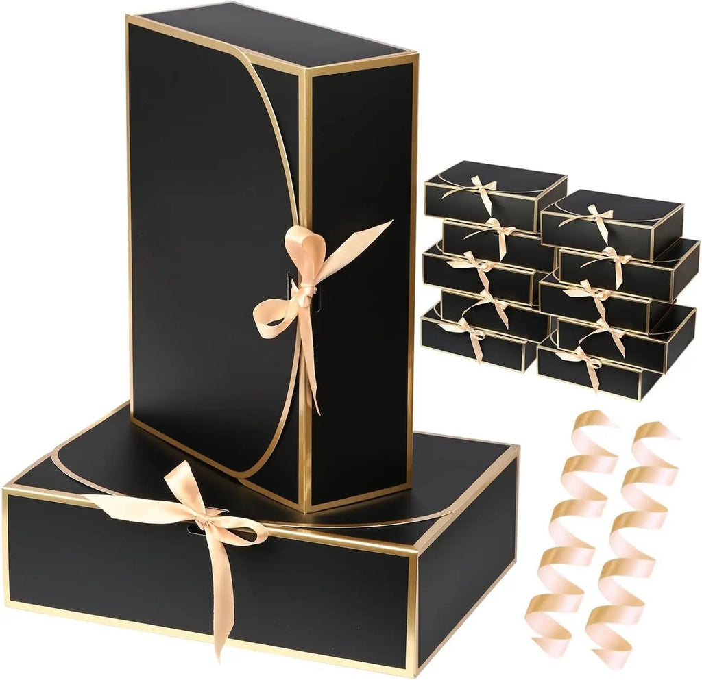 10pcs Elegant Butterfly Ribbon Gift Boxes for Lipstick Cosmetics Jewelry Birthday Party Gift Packaging with Gold Silver Edging