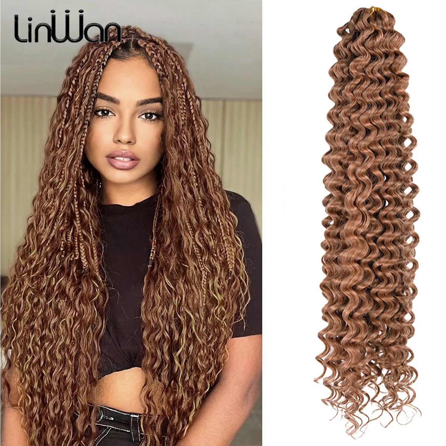 Deep Wave Hair Bundles 613 Piano Blonde Natural Synthetic Hair Extensions Ombre Thick Ponytail Loose Boho Braid Hair