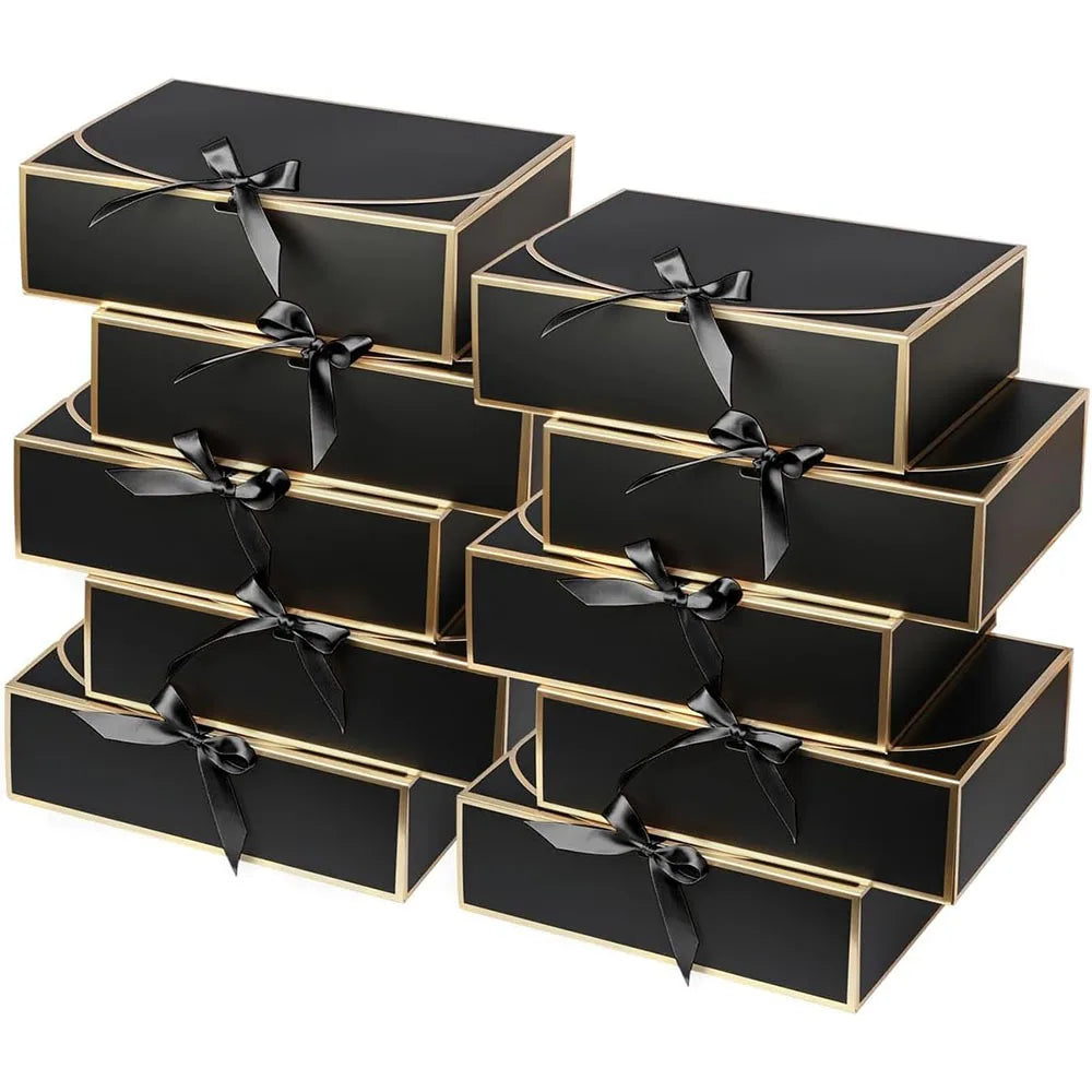 10pcs Elegant Butterfly Ribbon Gift Boxes for Lipstick Cosmetics Jewelry Birthday Party Gift Packaging with Gold Silver Edging