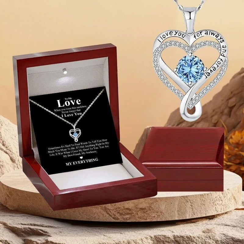 To My Love Eternal Heart Double layered Heart shaped Necklace With Gift Box For Gilrfriend Wife Christmas Valentine's Day Gifts