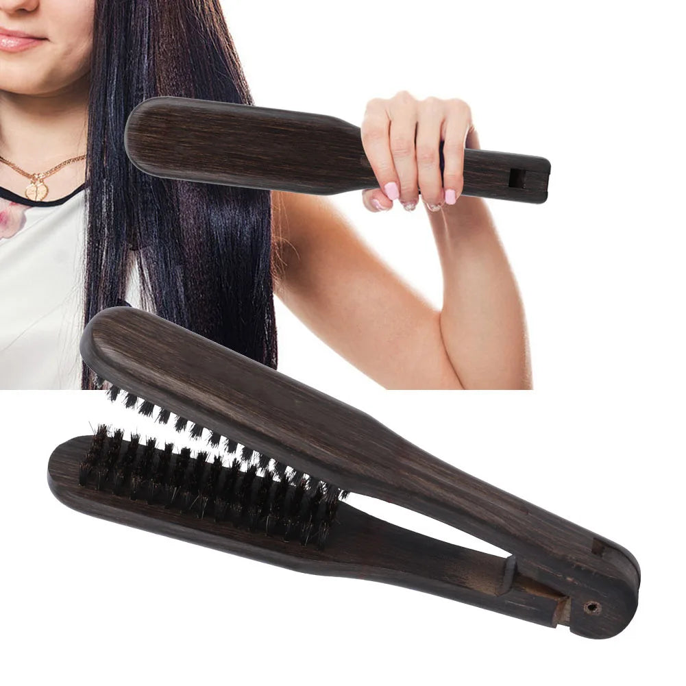 Double Brushes Comb Hairdressing Comb Professional Hairdressing Comb Double Brushes Wooden Anti static Hair Straightener Tool