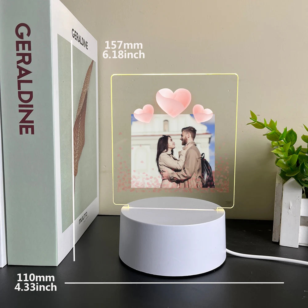 1 pc Personalize Custom Photo Picture Couple Acrylic Led Night Lamp 3D Touch LED Night Light for Bedroom Decor Birthday Gift
