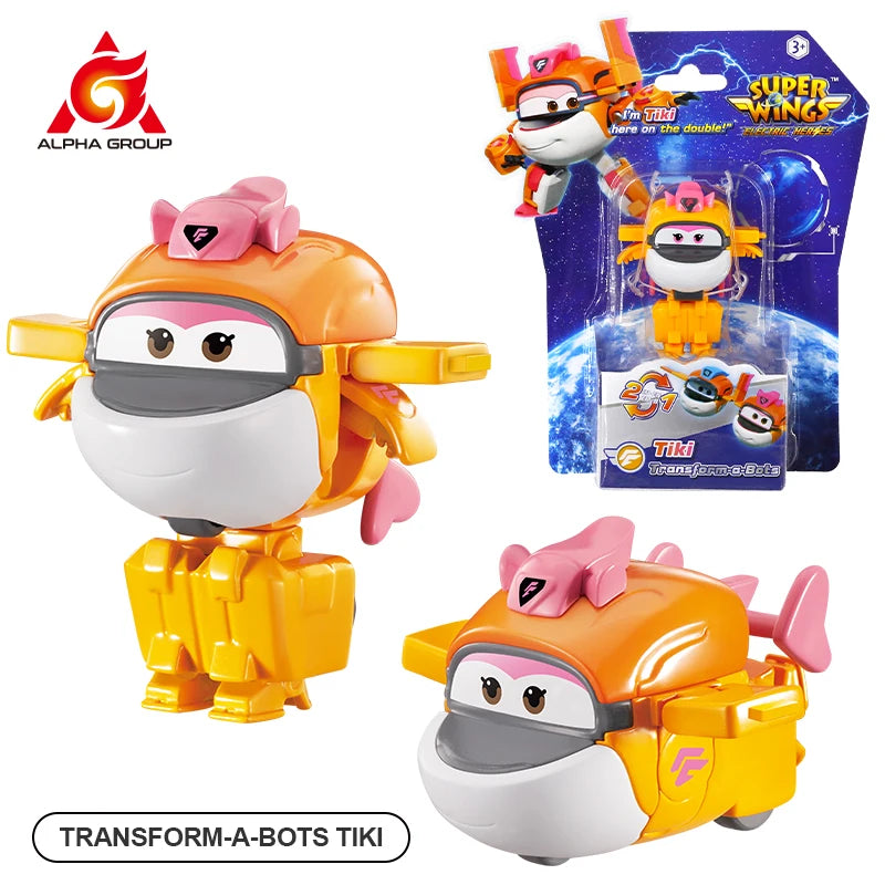 Super Wings Mini NEW Jett 2 Inches Transform Robot to Plane in 3 Steps Deformation Action Figures 2Modes Transforming Kid Toy