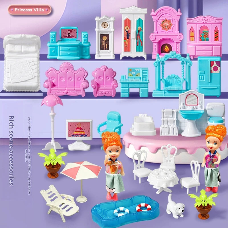 3D DIY Fantasy Princess Castle Villa Assembly Doll House Set Toys, Girls Home Toys & 3D Kids Toys
