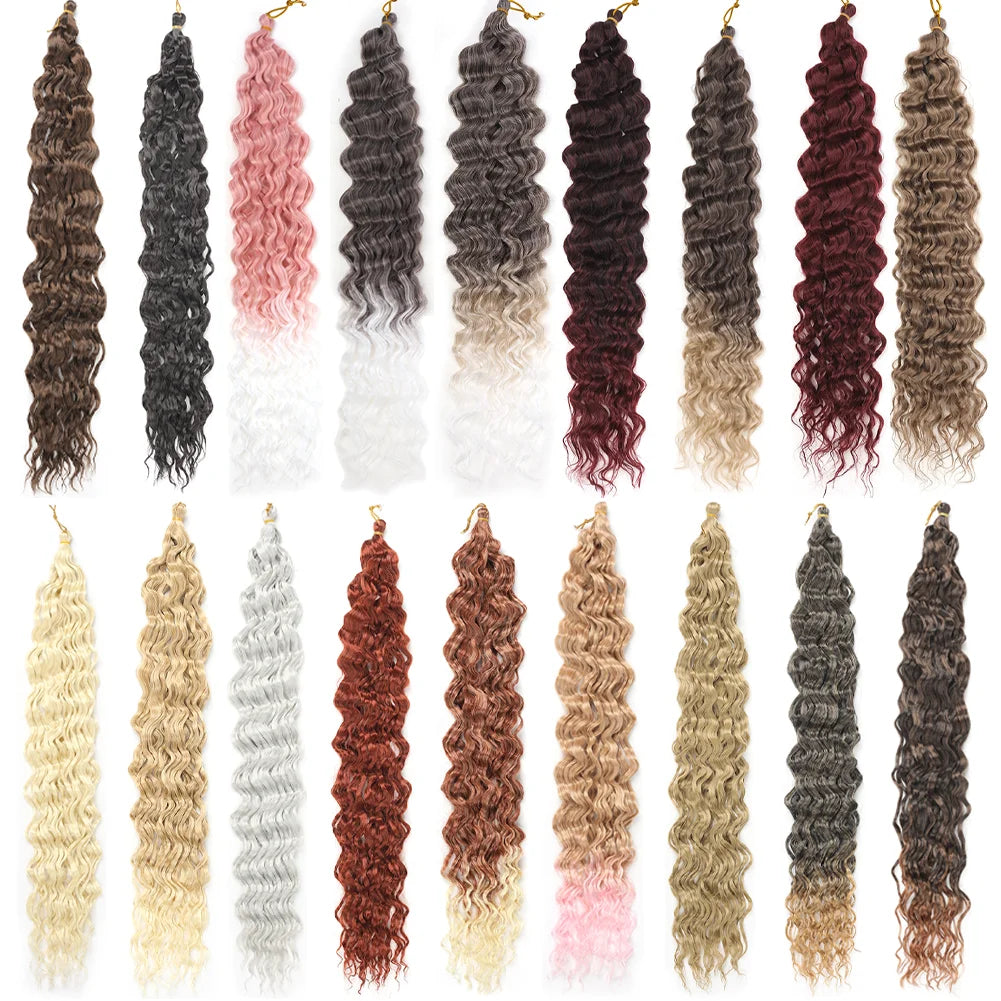 Water Wave Crochet Hair Extensions 30Inch Synthetic Twist Curly Crochet Braids Soft Bohemian Water Wave Braid Hair