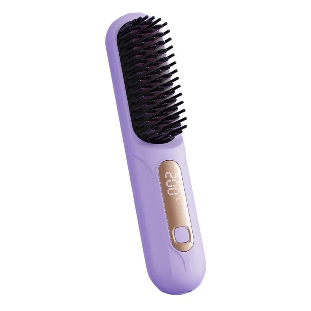 Wireless Hair Straightening Brush Rechargeable Comb For Frizz Control & Smooth Shiny Hair Portable Flat Iron Styling Tool D0G7