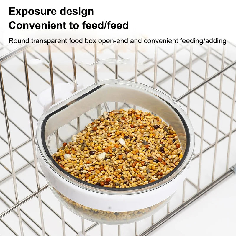 Bird Feeding Bowl Detachable Transparent Plastics Bowl Food Cup For Cage Convenient Hanging Parrots Water Feeder Pet Supplies
