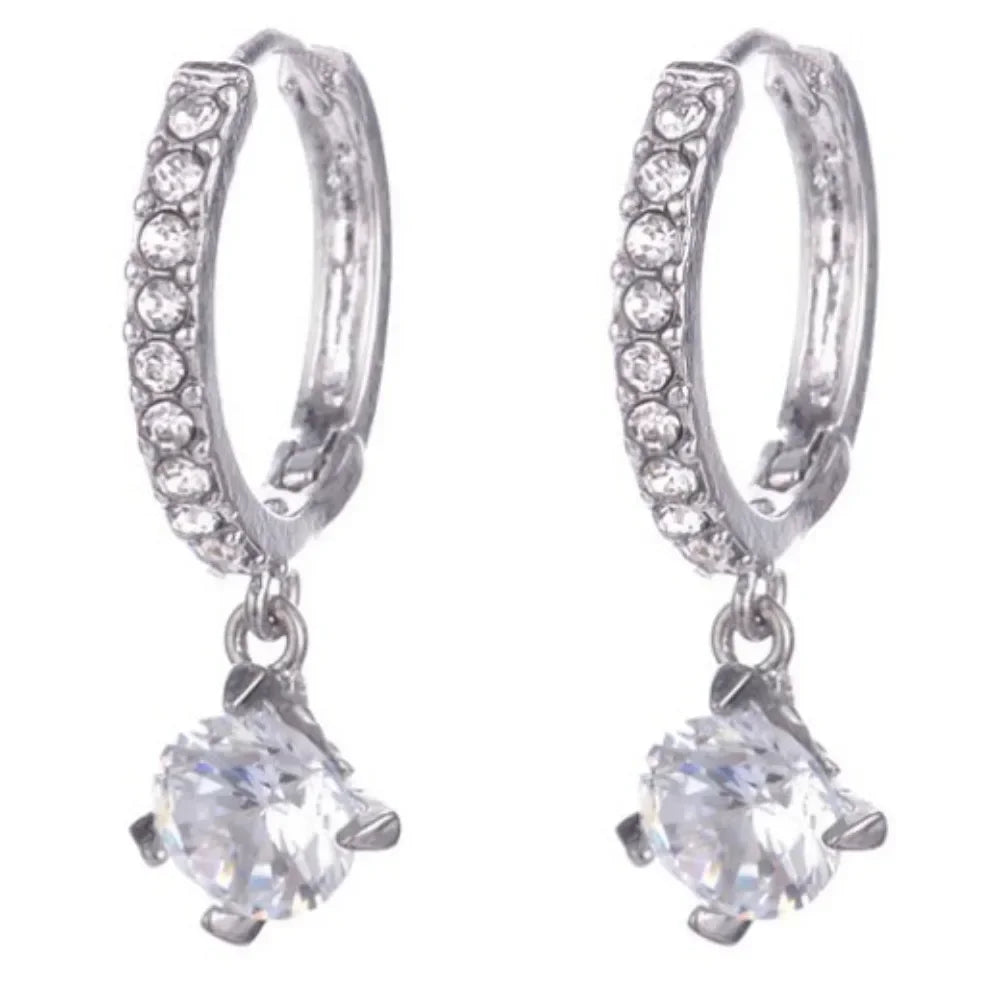 Zircon Polygon Earrings For Women Gold Plated Stainless Steel Hoop Earrings New Design Luxury Wedding 2024 Trending Jewelry Gift