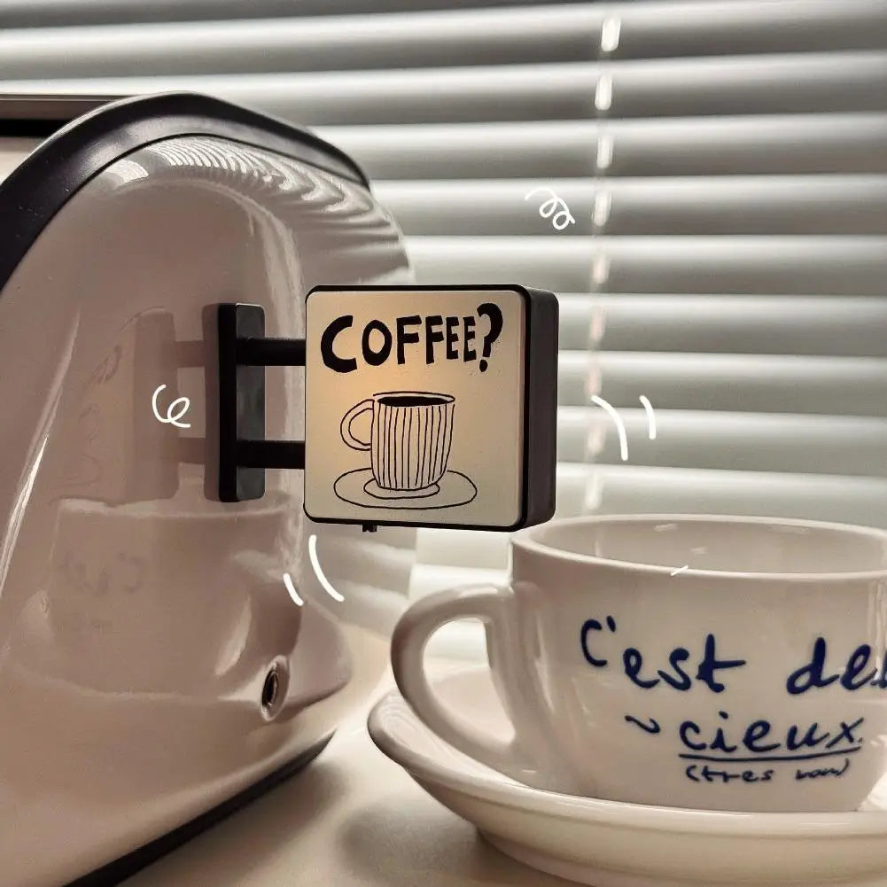 Coffee Corner Creative Atmosphere Light Sign Fridge Magnet Magnetic Home Miniature Pegboard Coffee Shop Glowing Decoration