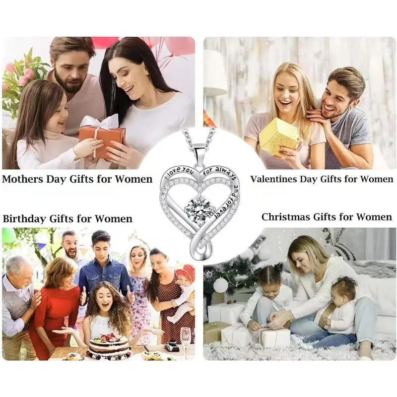 To My Love Eternal Heart Double layered Heart shaped Necklace With Gift Box For Gilrfriend Wife Christmas Valentine's Day Gifts