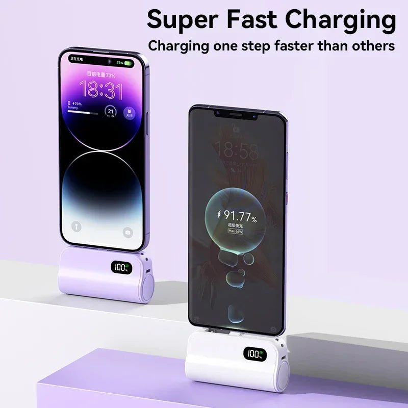 VIVO 50000mAh Capsule Power Bank 2-in-1 High Capacity LED Digital Display Portable Fast Charging External Battery For iPhone