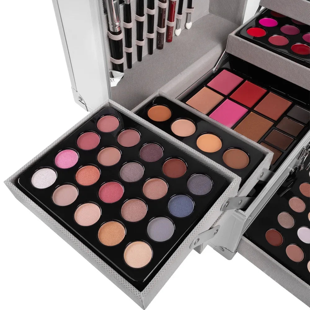 Cosmetics Gift Set for Women Full Kit All in One Make up Face Powder Eyeshadow Palette Lipstick Makeup Brushes Highlighter Bronzer