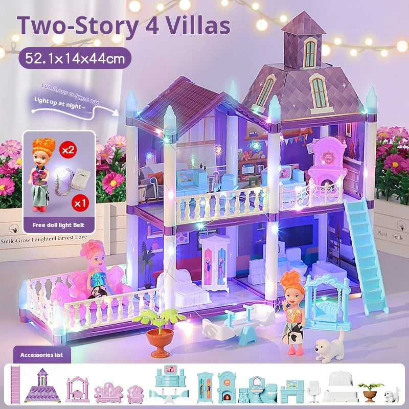3D DIY Fantasy Princess Castle Villa Assembly Doll House Set Toys, Girls Home Toys & 3D Kids Toys