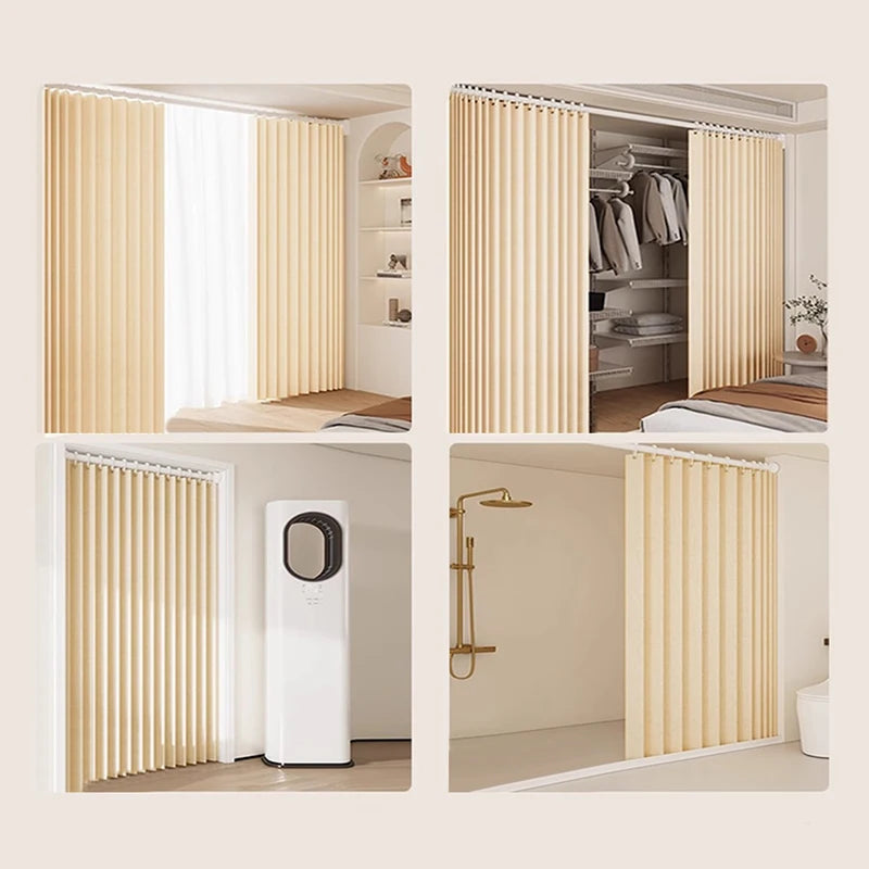Fashionable Foldable Partition Curtain for Living Room Window Super Thick Fabric Pleated Process Stylish Individual Item
