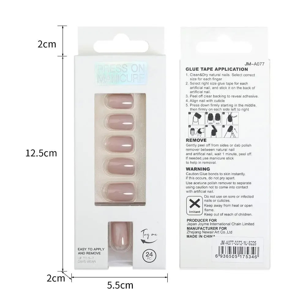 24pc nails Art Fake Nail Tips Press on Coffin  Artificial Square