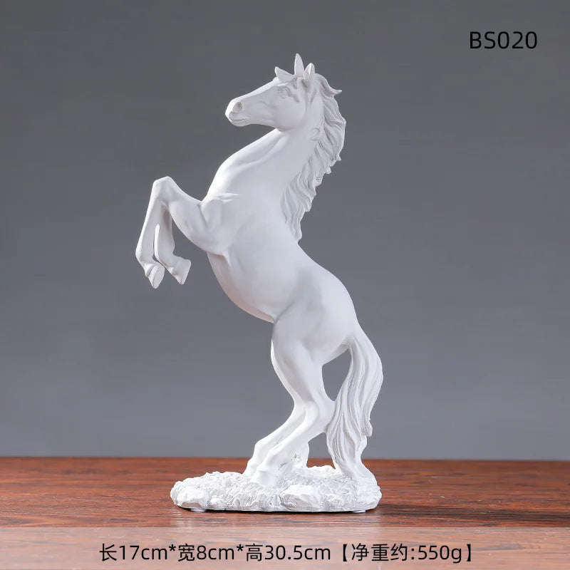 European Style Home Resin Victory Horse Statue, Living Room ，Cabinet,Office Desktop Decoration  Animal Figurines