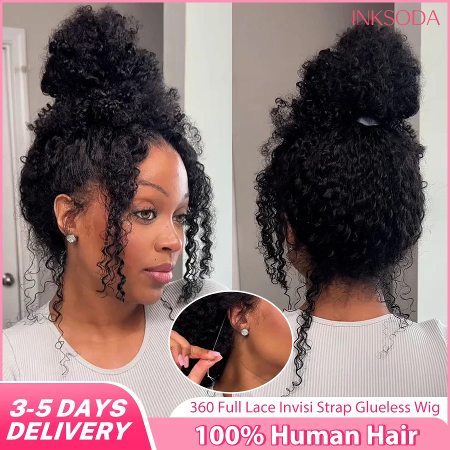Deep Wave 360 HD Full Lace Front Wigs Curly Wig 100% Brazilian Human Hair Pre Plucked Invisible Strap Glueless Wig Water Wave