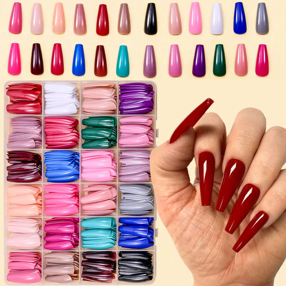 576pcs/Box Colorful Fake Nails  Cover Nail Tips