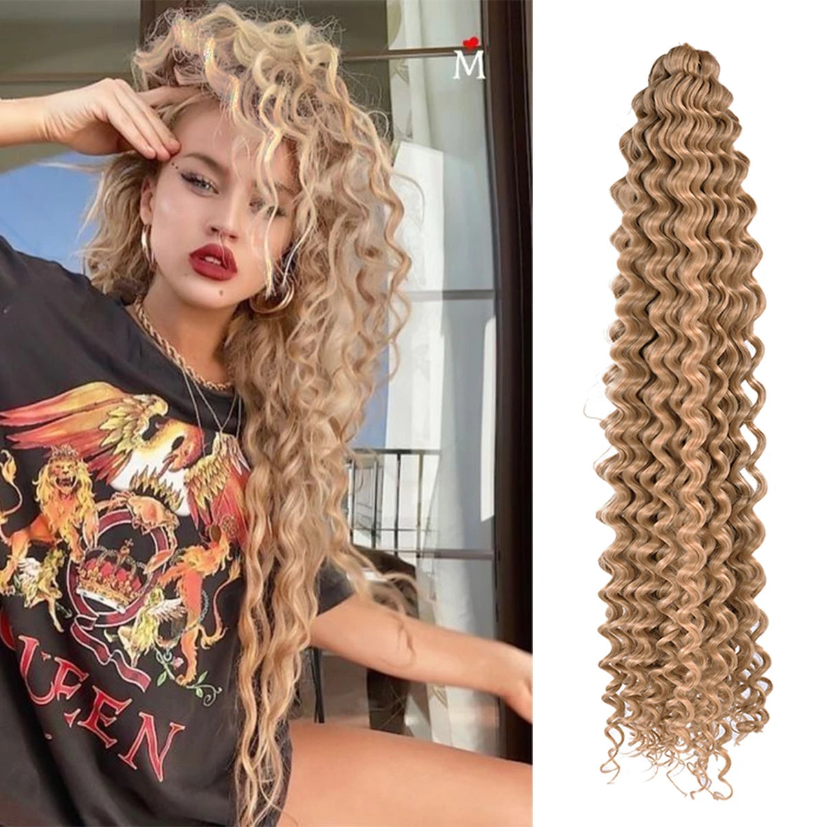 Deep Wave Hair Bundles 613 Piano Blonde Natural Synthetic Hair Extensions Ombre Thick Ponytail Loose Boho Braid Hair