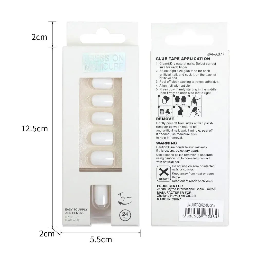 24pc nails Art Fake Nail Tips Press on Coffin  Artificial Square