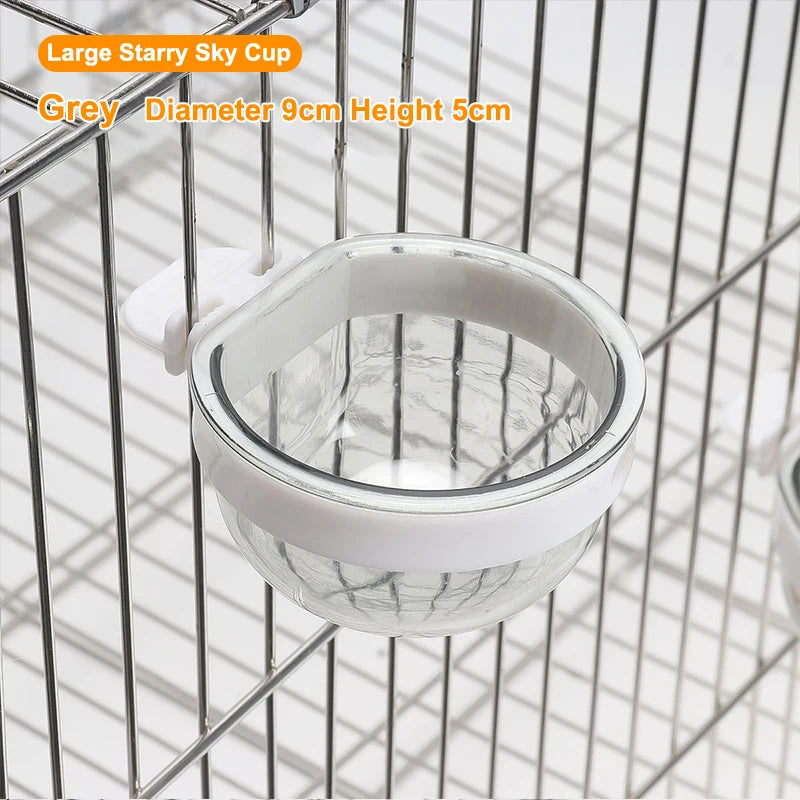 Bird Feeding Bowl Detachable Transparent Plastics Bowl Food Cup For Cage Convenient Hanging Parrots Water Feeder Pet Supplies