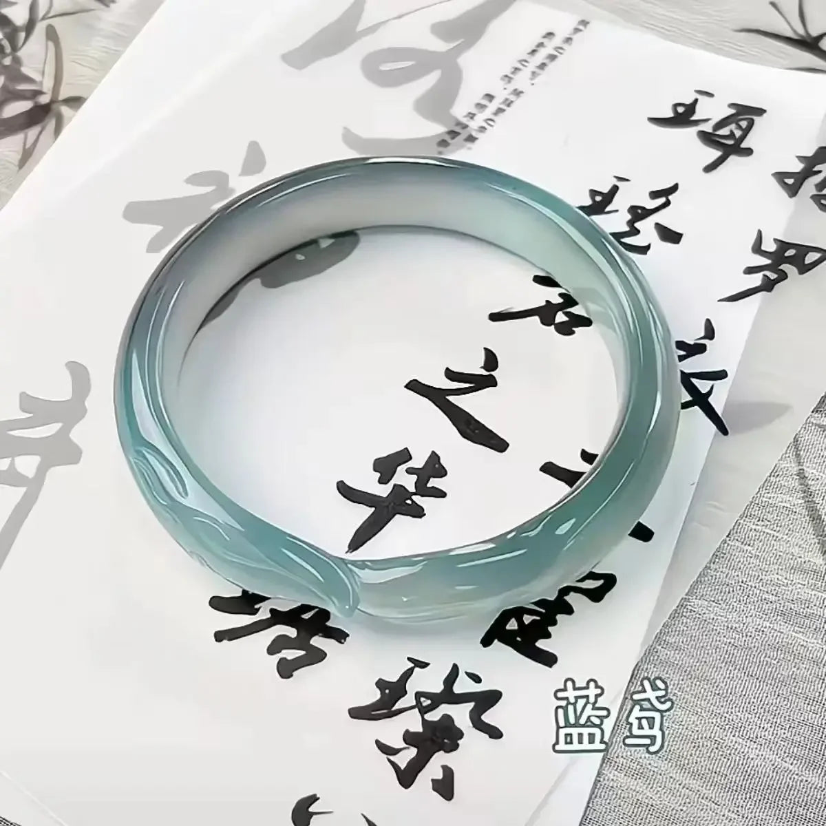 Translucent Resin Bangle for Women Chinese Style Tassel Bells Bracelet Crystal Beads Chain Bracelet Silver Color Alloy Jewelry