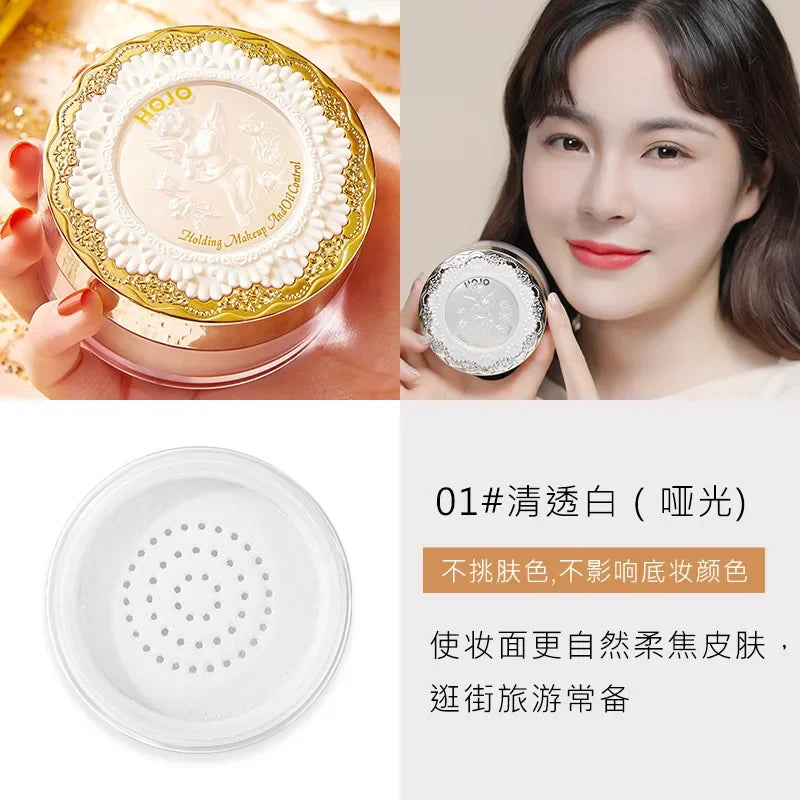 Hojo Angel Matte Translucent Setting Powder Face Powder Oil-Control Waterproof Brighten Long Lasting Base Makeup Cosmetics