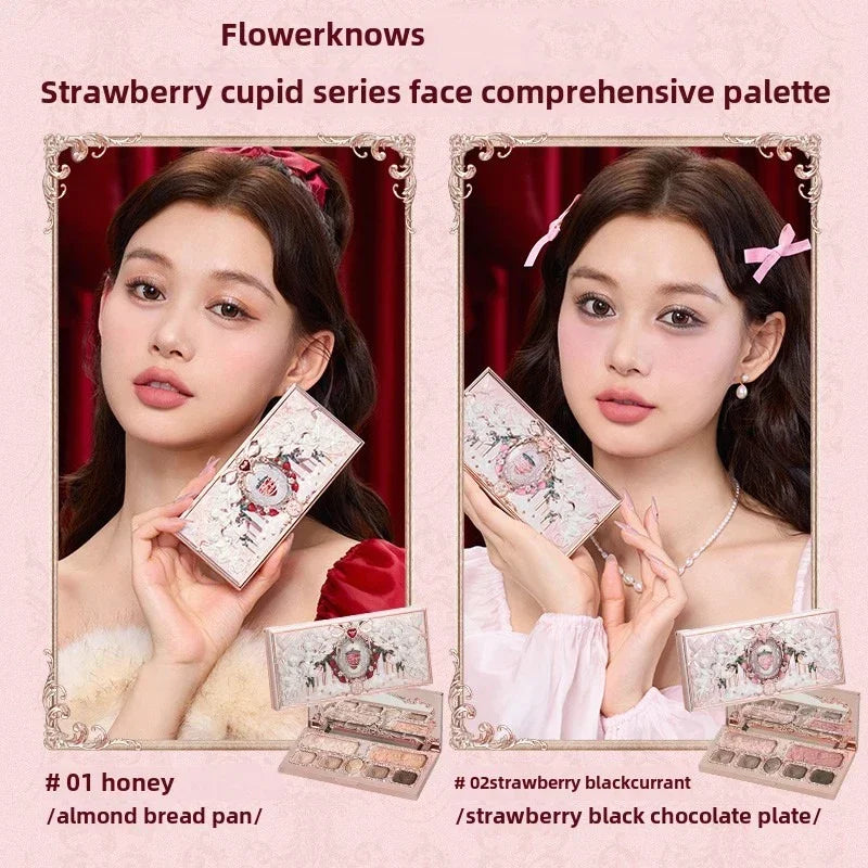 Flower Knows Strawberry Cupid Collection Make Up Sets Cosmetics Full Set Palette Pressed Powder Blush Lipstick Mystery Box