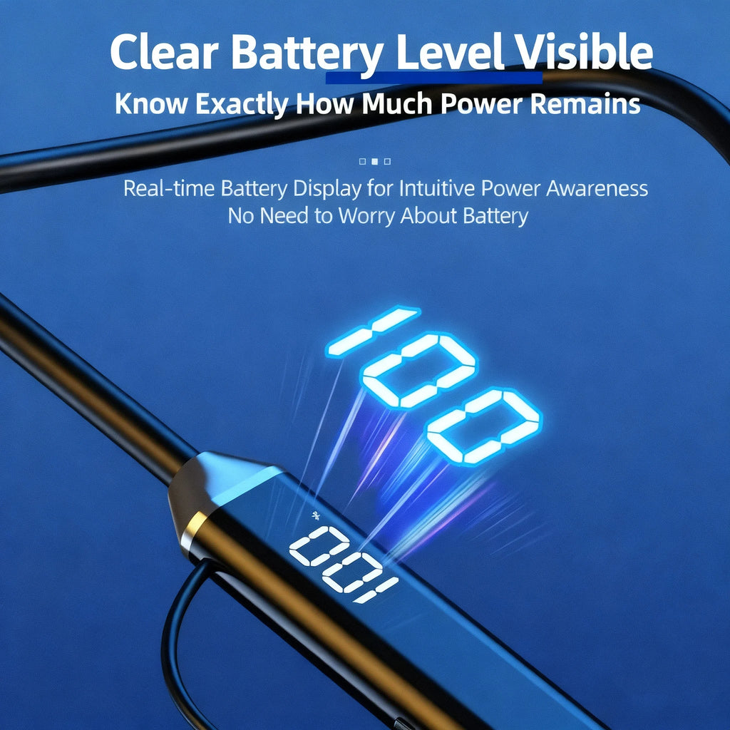 New Sport Neckband Earphone Smart digital display Bluetooth headset, rechargeable, long life, gaming/running neck wireless heads